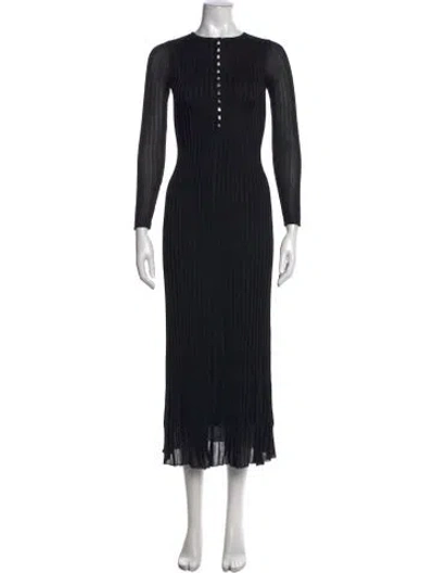 Pre-owned La Maille Sezane Crew Neck Midi Length Dress In Black