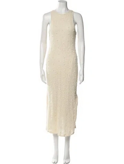 Pre-owned La Maille Sezane Crew Neck Midi Length Dress In Neutral