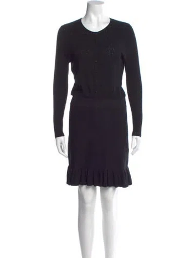 Pre-owned La Maille Sezane Crew Neck Mini Dress In Black