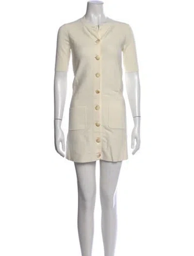 Pre-owned La Maille Sezane Crew Neck Mini Dress In Neutral