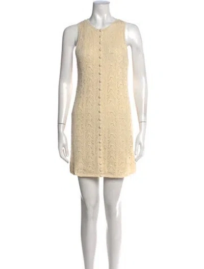 Pre-owned La Maille Sezane Crew Neck Mini Dress In Neutral