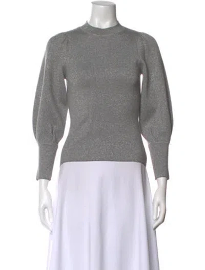 Pre-owned La Maille Sezane Crew Neck Three-quarter Sleeve Sweatshirt In Silver