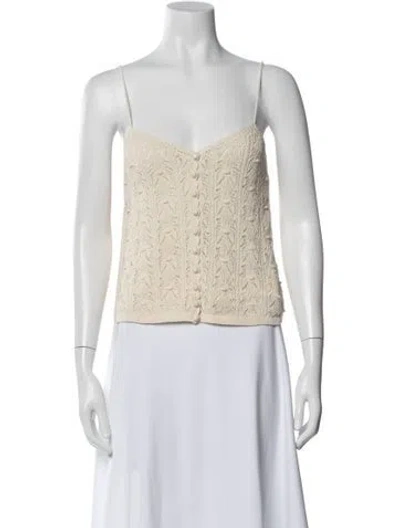 Pre-owned La Maille Sezane Crochet Patterned Sweater In Neutral