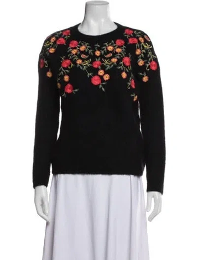 Pre-owned La Maille Sezane Floral Print Crew Neck Sweater In Blue