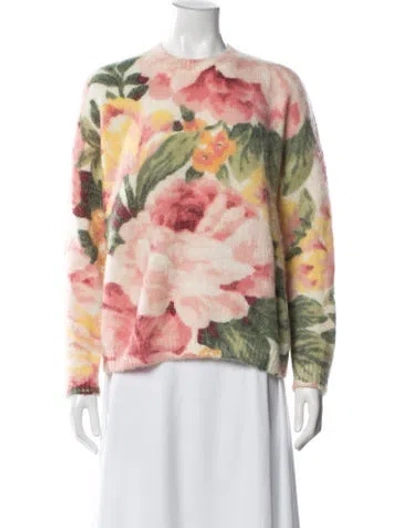 Pre-owned La Maille Sezane Floral Print Crew Neck Sweater In Blue