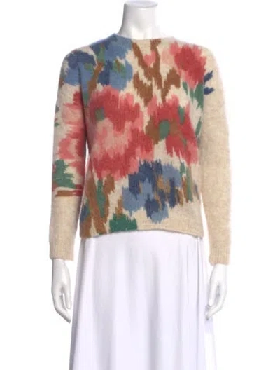 Pre-owned La Maille Sezane Floral Print Crew Neck Sweater In Multi