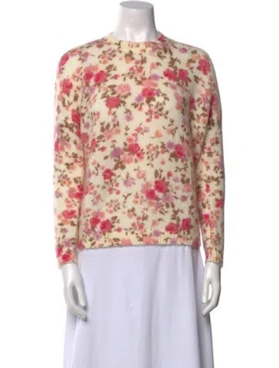 Pre-owned La Maille Sezane Floral Print Crew Neck Sweater In Neutral