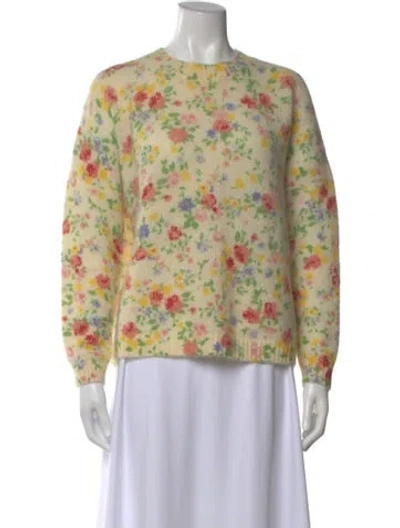 Pre-owned La Maille Sezane Floral Print Crew Neck Sweater In Neutral