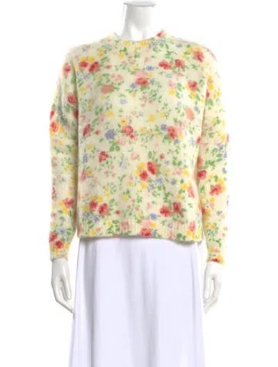 Pre-owned La Maille Sezane Floral Print Crew Neck Sweater In Neutral