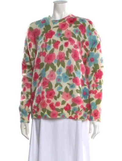 Pre-owned La Maille Sezane Floral Print Crew Neck Sweater In Neutral