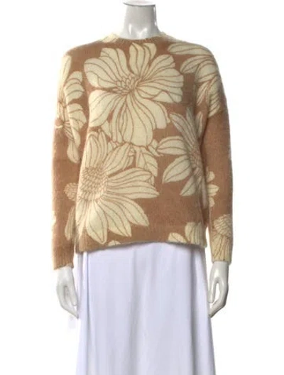 Pre-owned La Maille Sezane Floral Print Crew Neck Sweater In Neutral