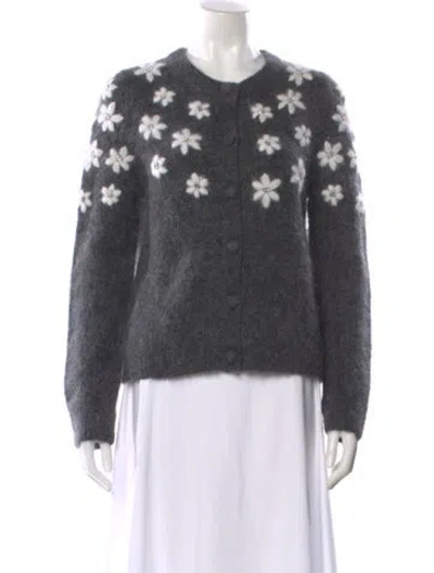 Pre-owned La Maille Sezane Floral Print Crew Neck Sweater W/ Tags In Gray
