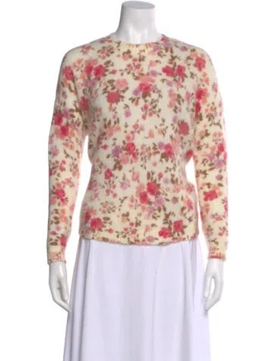 Pre-owned La Maille Sezane Floral Print Crew Neck Sweater W/ Tags In Neutral
