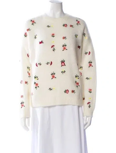 Pre-owned La Maille Sezane Floral Print Crew Neck Sweater W/ Tags In Neutral