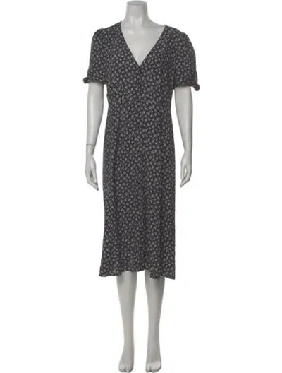 Pre-owned La Maille Sezane Floral Print Midi Length Dress In Blue