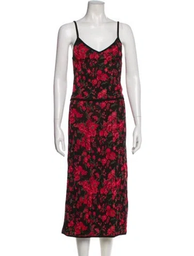 Pre-owned La Maille Sezane Floral Print Skirt Set In Red