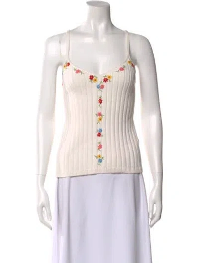 Pre-owned La Maille Sezane Floral Print V-neck Top In Neutral