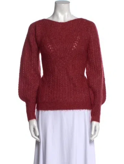 Pre-owned La Maille Sezane Kid Mohair Bateau Neckline Sweater In Red
