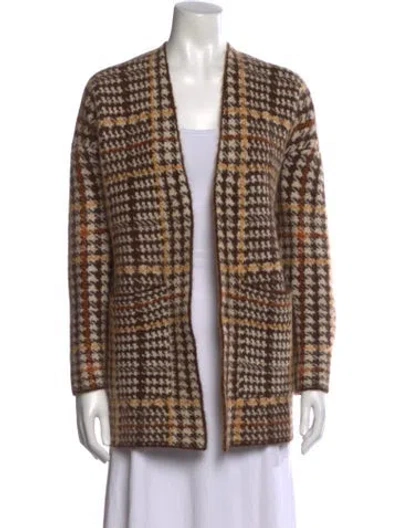 Pre-owned La Maille Sezane Kid Mohair Plaid Print Sweater In Brown