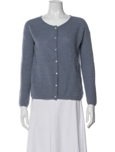 Pre-owned La Maille Sezane Kid Mohair Scoop Neck Sweater In Blue