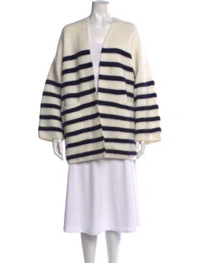 Pre-owned La Maille Sezane Kid Mohair Striped Sweater In Neutral