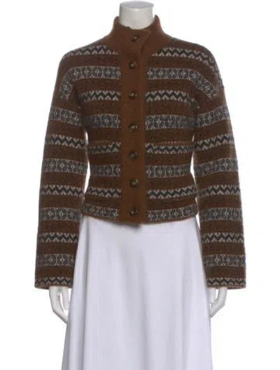 Pre-owned La Maille Sezane Kid Mohair Striped Sweater W/ Tags In Brown