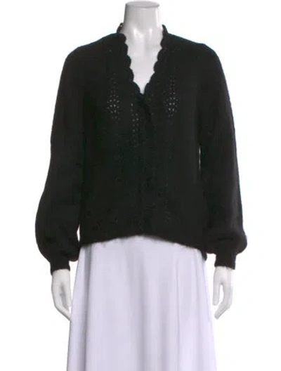 Pre-owned La Maille Sezane Kid Mohair V-neck Sweater In Black