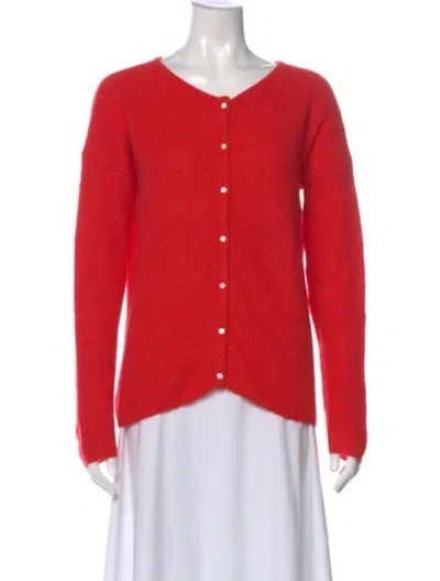 Pre-owned La Maille Sezane Kid Mohair V-neck Sweater In Red