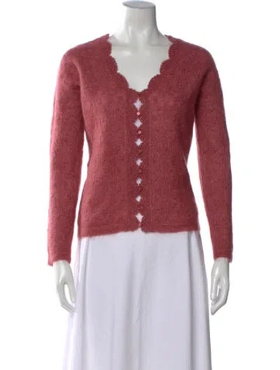 Pre-owned La Maille Sezane Kid Mohair V-neck Sweater In Red