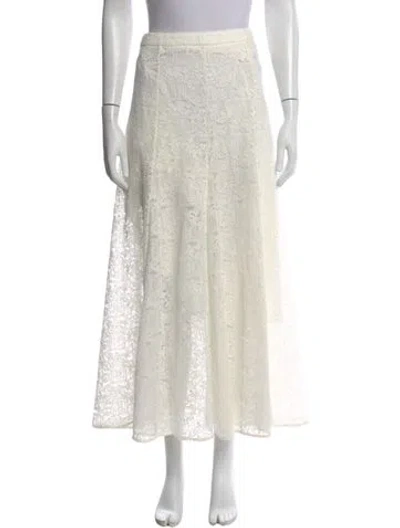 Pre-owned La Maille Sezane Lace Pattern Long Skirt In White