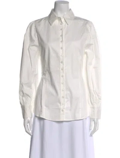 Pre-owned La Maille Sezane Long Sleeve Button-up Top In White