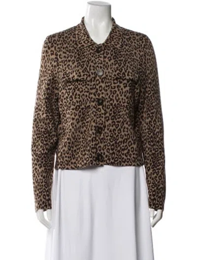 Pre-owned La Maille Sezane Merino Wool Animal Print Sweater In Brown