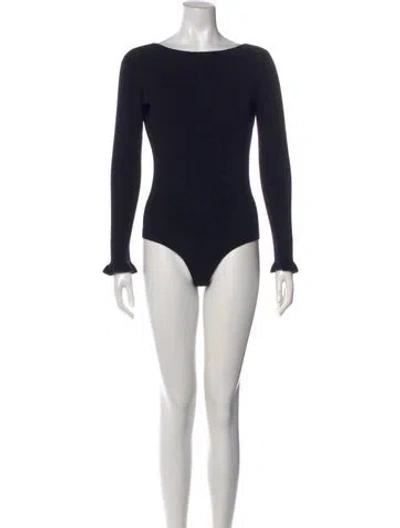 Pre-owned La Maille Sezane Merino Wool Bateau Neckline Top In Black