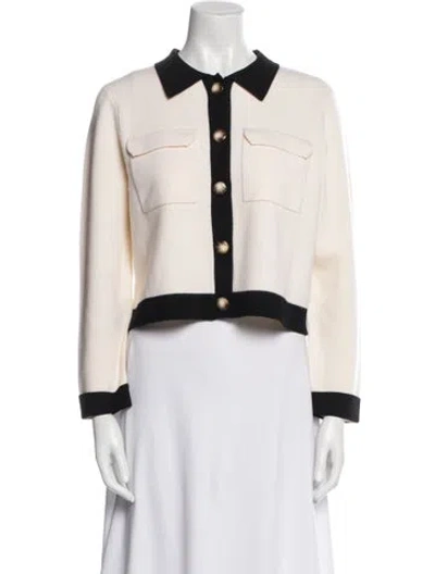 Pre-owned La Maille Sezane Merino Wool Colorblock Pattern Jacket In Neutral