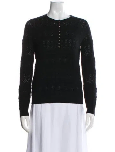 Pre-owned La Maille Sezane Merino Wool Crew Neck Sweater In Black