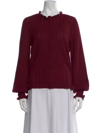 Pre-owned La Maille Sezane Merino Wool Crew Neck Sweater In Burgundy