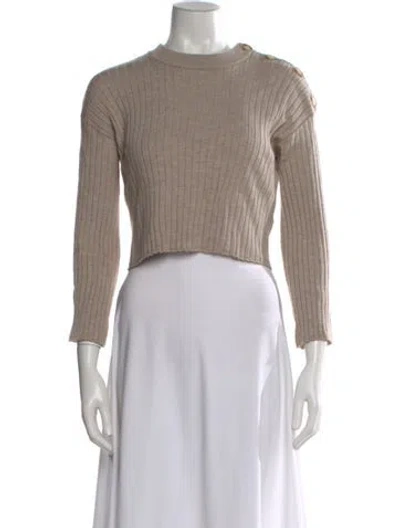 Pre-owned La Maille Sezane Merino Wool Crew Neck Sweater In Neutral