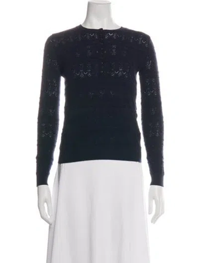 Pre-owned La Maille Sezane Merino Wool Lace Pattern Sweater In Blue
