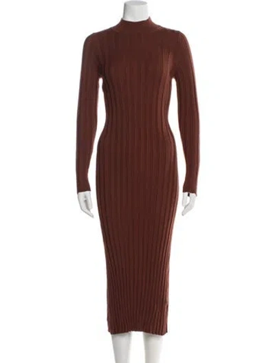 Pre-owned La Maille Sezane Merino Wool Long Dress In Brown
