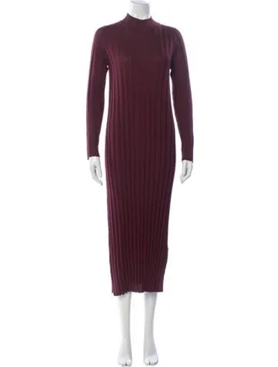 Pre-owned La Maille Sezane Merino Wool Long Dress In Burgundy