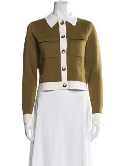 Pre-owned La Maille Sezane Merino Wool Long Sleeve Button-up Top In Yellow