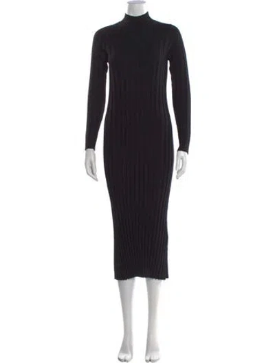 Pre-owned La Maille Sezane Merino Wool Midi Length Dress In Black