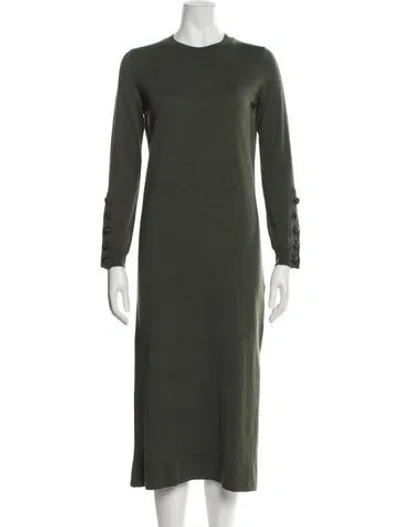 Pre-owned La Maille Sezane Merino Wool Midi Length Dress In Green