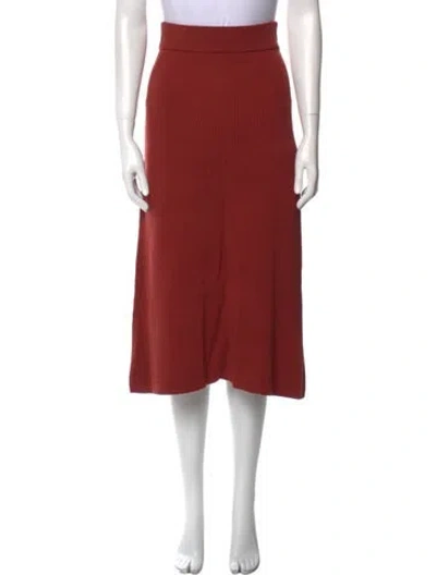 Pre-owned La Maille Sezane Merino Wool Midi Length Skirt In Red