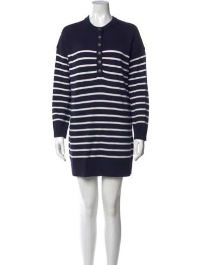 Pre-owned La Maille Sezane Merino Wool Mini Dress In Blue