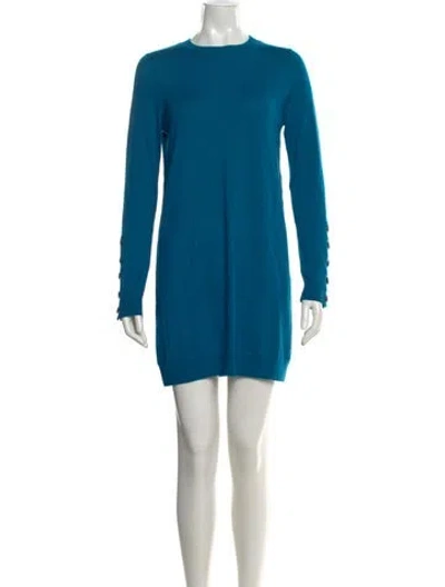 Pre-owned La Maille Sezane Merino Wool Mini Dress In Blue