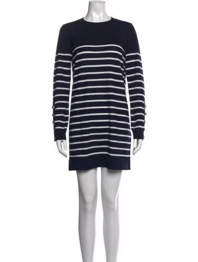 Pre-owned La Maille Sezane Merino Wool Mini Dress In Blue