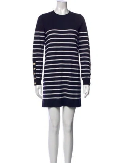 Pre-owned La Maille Sezane Merino Wool Mini Dress In Blue