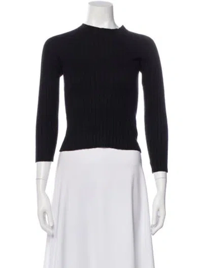Pre-owned La Maille Sezane Merino Wool Mock Neck Sweater In Black