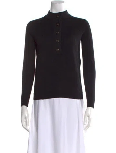 Pre-owned La Maille Sezane Merino Wool Mock Neck Sweater In Black